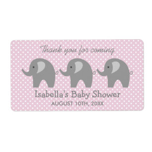 Étiquette Baguettes de bouteille d'eau baby shower à l'éléph