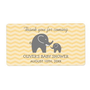Étiquette Baguettes de bouteille d'eau de baby shower d'élép