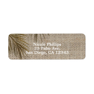 Étiquette Bahama Breeze Bronze Palm Rustique Mariage Toile d