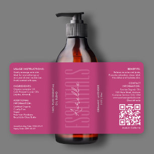 Étiquette Bain de corps minimaliste rose beauté produit cosm