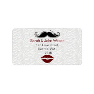 Étiquette baiser moustache zebra strié retour adresse étique