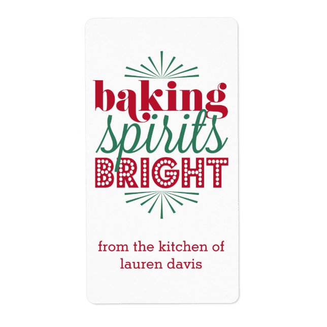Étiquette Baking Spiritueux | Vacances Rouge et Vert (Devant)
