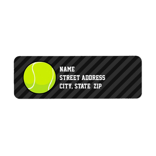 Étiquette Bal de tennis sur les rayures gris foncé et noir (Devant)