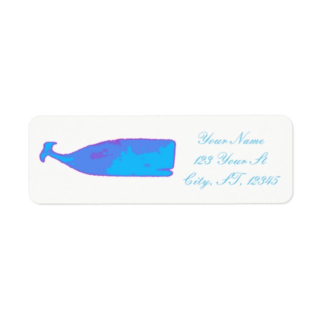 Étiquette baleine bleue nageant Thunder_Cove zazzle (Devant)
