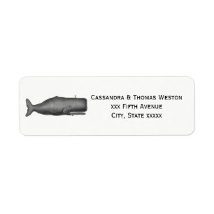 Étiquette Baleine stylisée du XIXe siècle de style vintage #