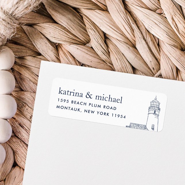 Étiquette Balise | Adresse de retour du phare nautique (Créateur téléchargé)