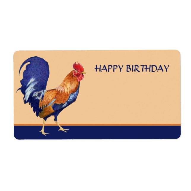Étiquette Balise cadeau d'anniversaire de l'orange du coq (Devant)