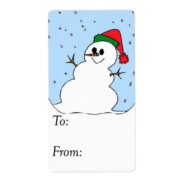 Étiquette Balise cadeau de bonhomme de neige (Devant)
