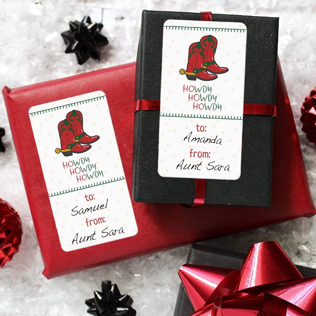 Étiquette Balise cadeau de botte de Noël HOwdy HOwdy (Créateur téléchargé)