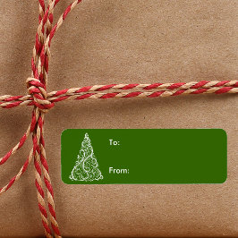 Étiquette Balise cadeau de Noël blanc sur Green Holiday