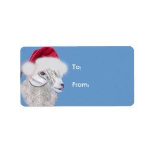 Étiquette Balise cadeau de Noël de chèvre Angora Père Noël