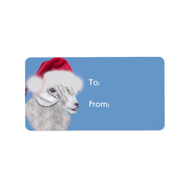Étiquette Balise cadeau de Noël de chèvre Angora Père Noël (Devant)
