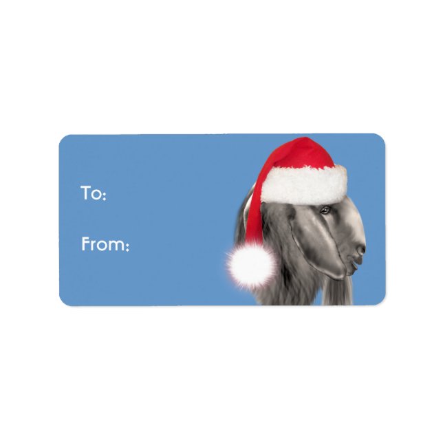 Étiquette Balise cadeau de Noël de chèvre de Père Noël (Devant)