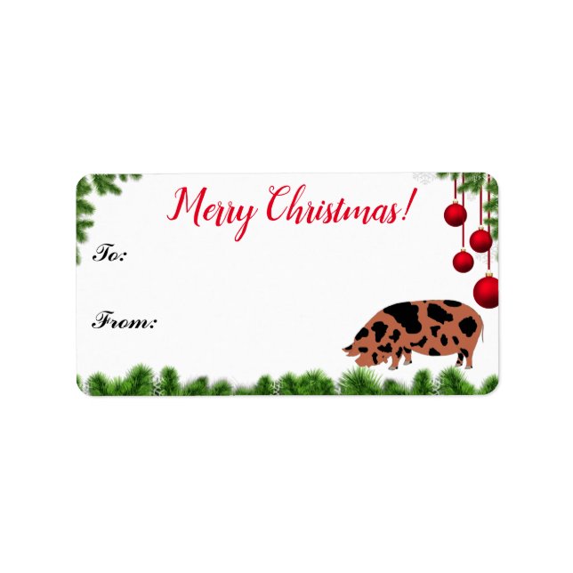 Étiquette Balise cadeau de Noël de la ferme de cochons Kune  (Devant)