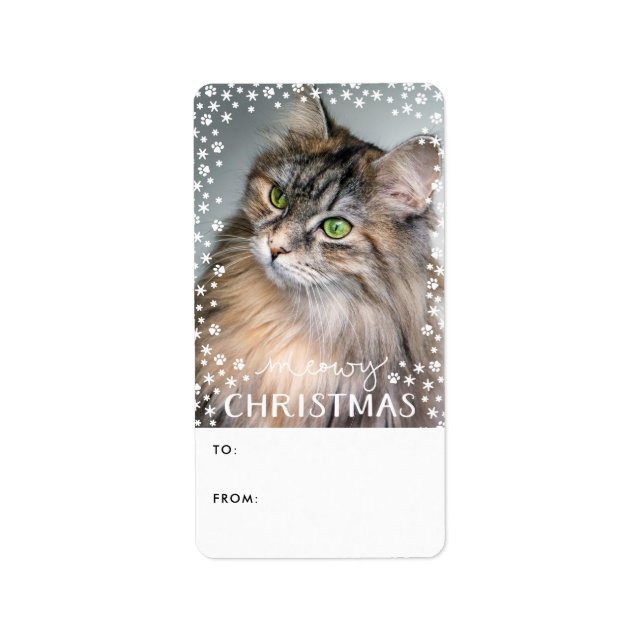 Étiquette Balise cadeau de Noël de Meowy Amoureux des chats  (Devant)