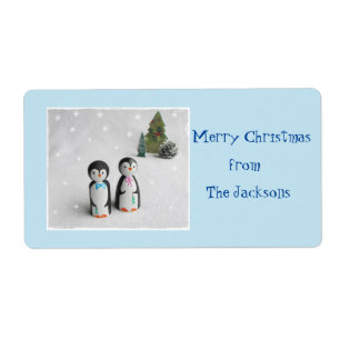 Étiquette Balise cadeau de Noël de Pingouin
