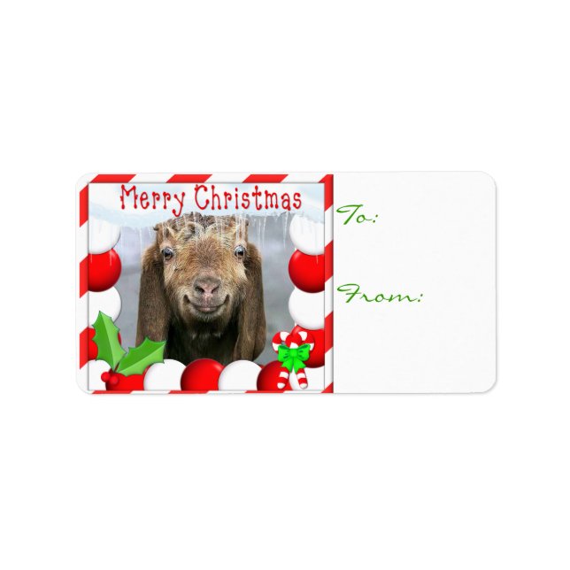 Étiquette Balise cadeau de Noël de votre chèvre (Devant)