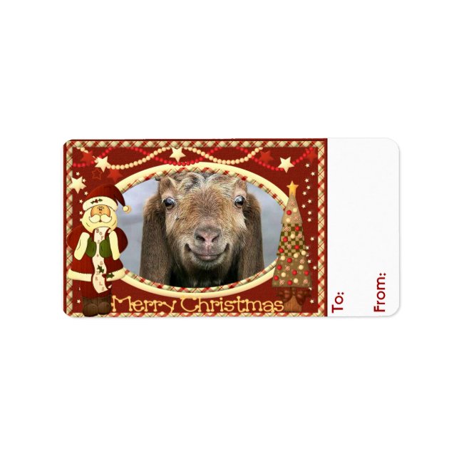 Étiquette Balise cadeau de Noël de votre chèvre (Devant)