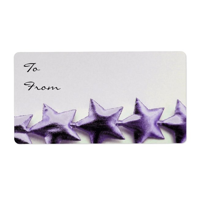 Étiquette Balise cadeau de Noël des étoiles violettes (Devant)