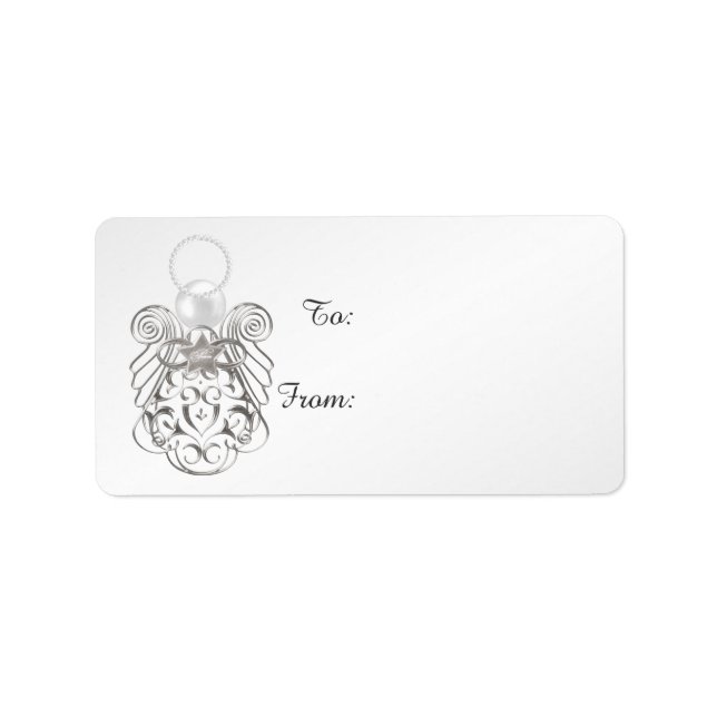 Étiquette Balise cadeau de Noël en argent Filigree Angel de  (Devant)