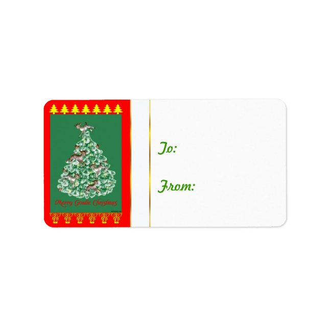 Étiquette Balise cadeau de Noël Joyeux Goatie (Devant)