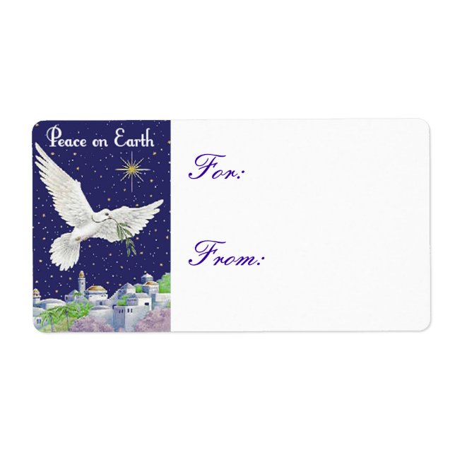 Étiquette Balise cadeau de Noël Peace on Earth Dove (Devant)