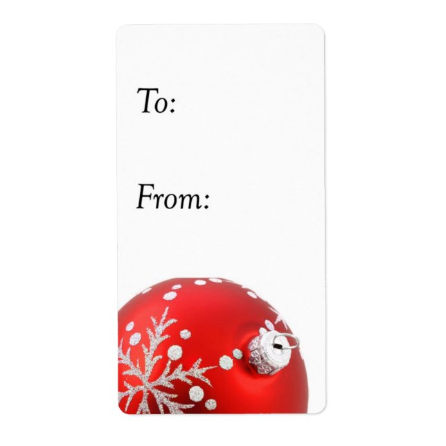 Étiquette Balise cadeau de Noël rouge et argent (Devant)