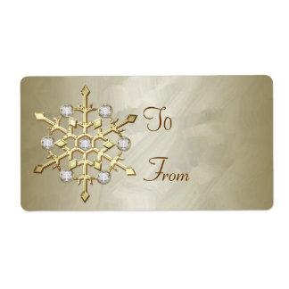 Étiquette Balise cadeau Gold Diamond Snowflake Gold