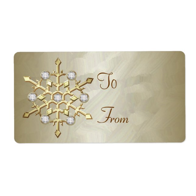 Étiquette Balise cadeau Gold Diamond Snowflake Gold (Devant)