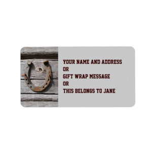 Étiquette Balise cadeau Good Luck Horseshoe Name