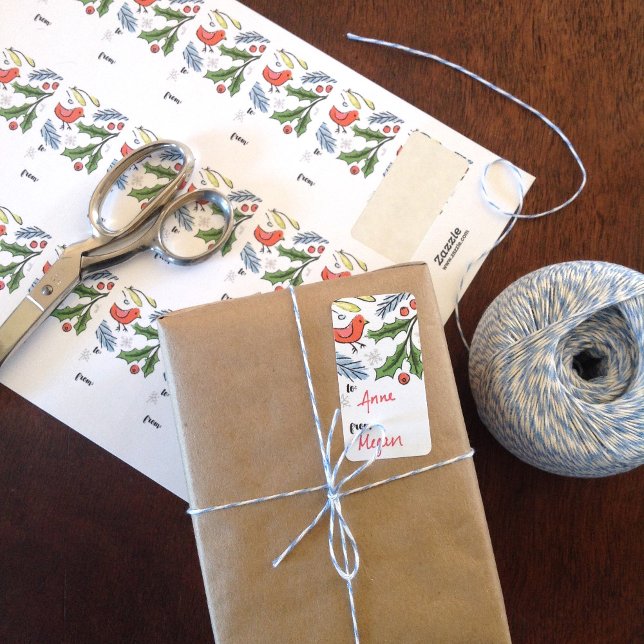 Étiquette Balise cadeau Joyeux Noël Spruce Boughs (Créateur téléchargé)