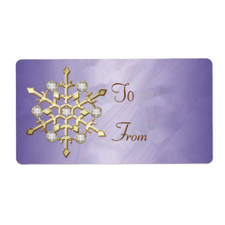 Étiquette Balise cadeau or de Flèche de neige violet Diamant