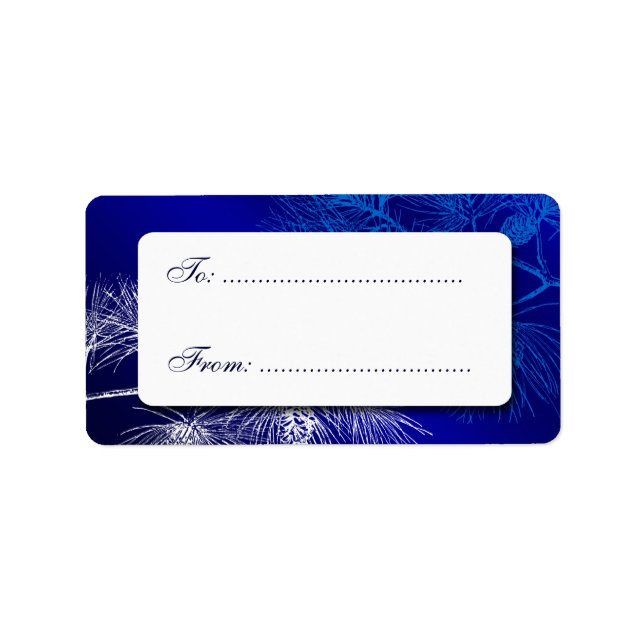 Étiquette Balise cadeau personnalisé de pin d'hiver bleu bla (Devant)