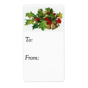 Étiquette Balise cadeau Vintage Christmas Holly