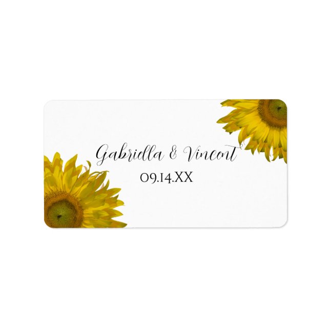 Étiquette Balise de mariage de tournesol jaune Favor (Devant)