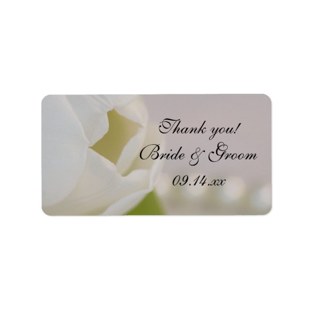 Étiquette Balise de Merci Mariage blanc Tulip and Pearls (Devant)