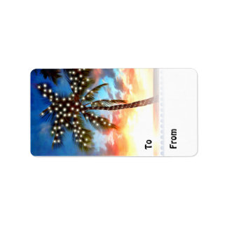 Étiquette Balise de package Palm Tree Lights at Sunset