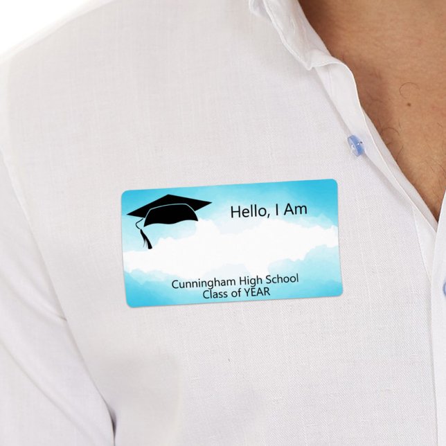 Étiquette Balise Nom de l'aquarelle bleue de la réunion de c (Créateur téléchargé)