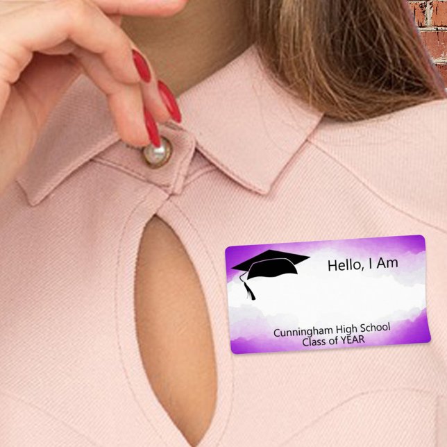 Étiquette Balise Nom de l'aquarelle violet de la réunion de  (Créateur téléchargé)