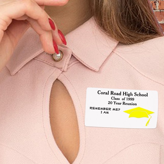 Étiquette Balise Nom du papier jaune noir Réunion de classe (Créateur téléchargé)