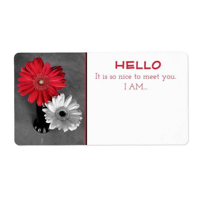 Étiquette Balise Nom du papier monochrome rouge Dahlia Flowe (Devant)