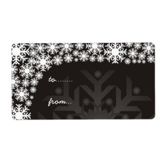 Étiquette Balises cadeaux de Noël - Flambets de neige noirs 