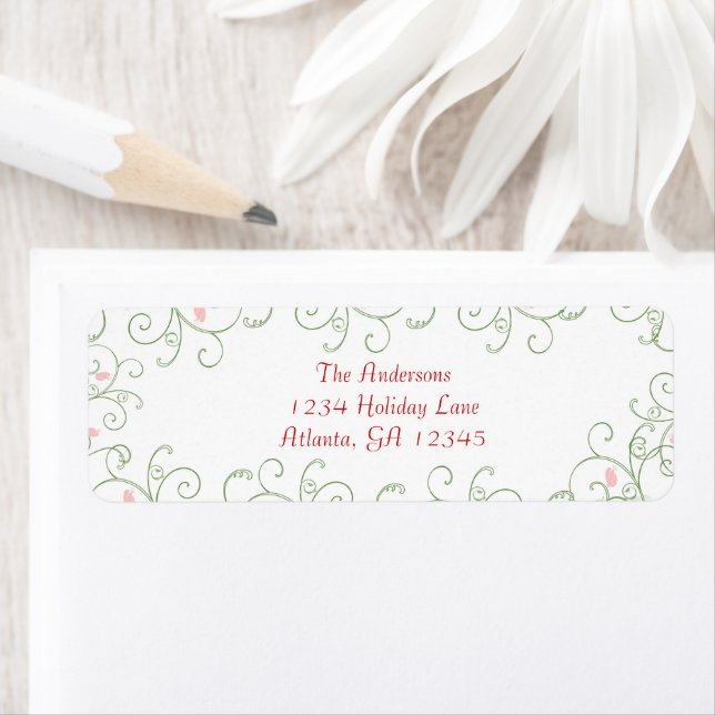 Étiquette Balises cadeaux de Noël Redbud Swirl (En situation)