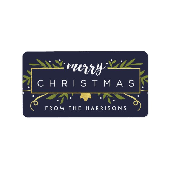 Étiquette Balises Cadeaux personnalisés de Noël doré (Devant)