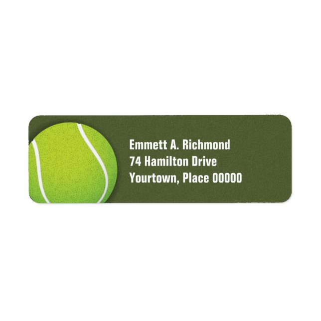 Étiquette Balle de tennis sur l'adresse de retour de cour (Devant)