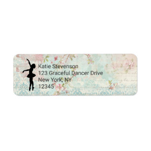 Étiquette Ballerina Silhouette sur Elegant Motif Vintage