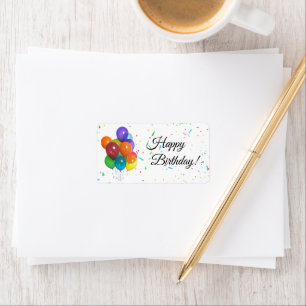 Étiquette Ballons colorés & Confetti Balises cadeaux d'anniv