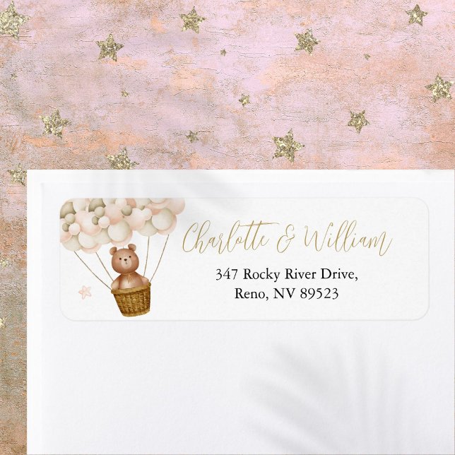Étiquette Ballons d'ours en peluche mignon Adresse de retour (Cute Teddy Bear Balloons Return Address Label)