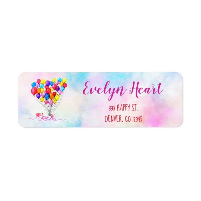 Étiquette BALLOON AMOUR Fille Coeur Nuage rose Rouge Personn (Devant)