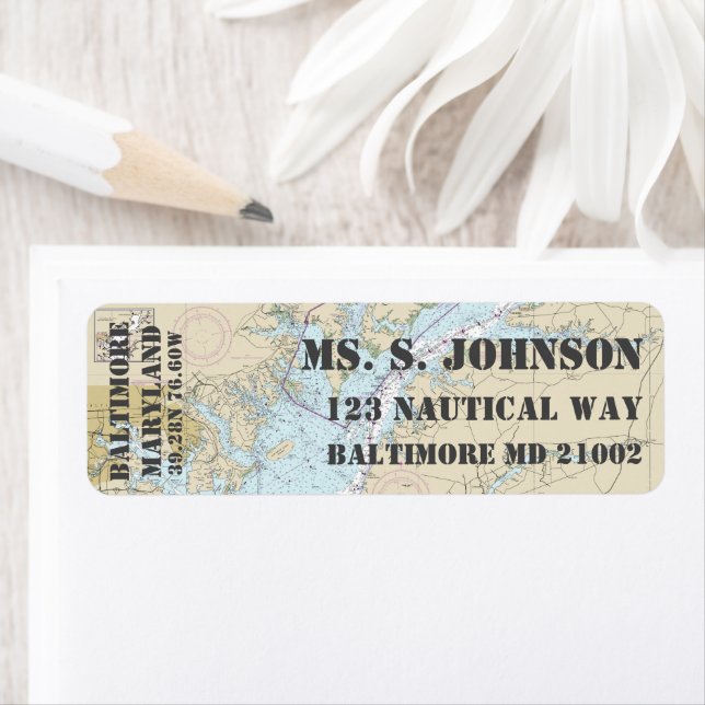 Étiquette Baltimore MD Home Port Carte de navigation nautiqu (En situation)